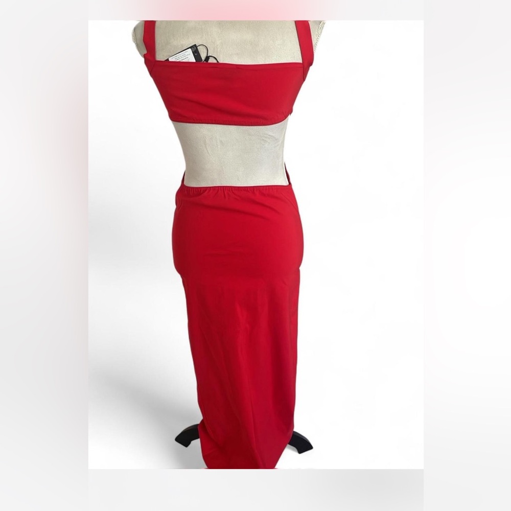 Red Cutout Midi Dress - Picture 5 of 7